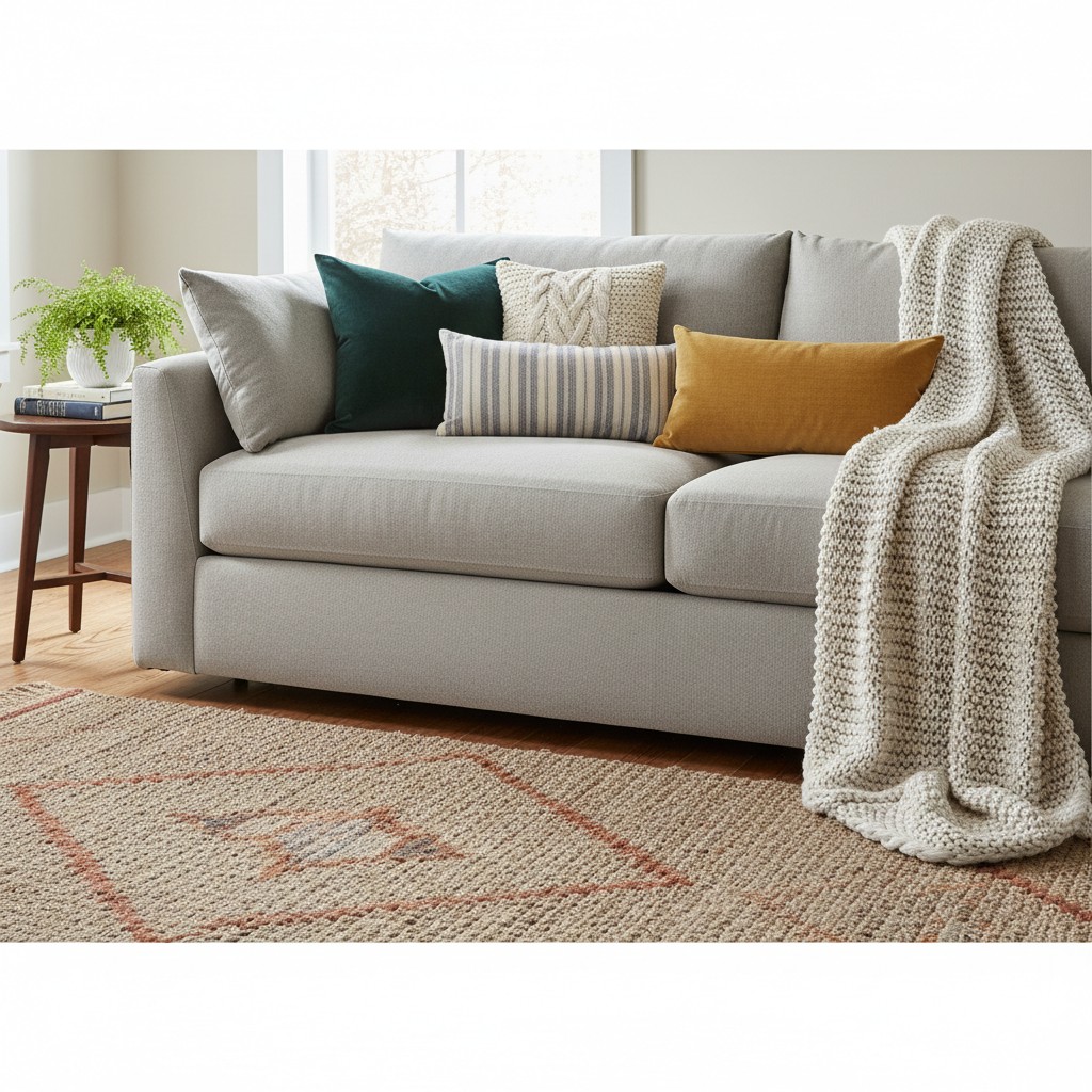 Textile Wärme: Kissen, Decken und Teppiche layern