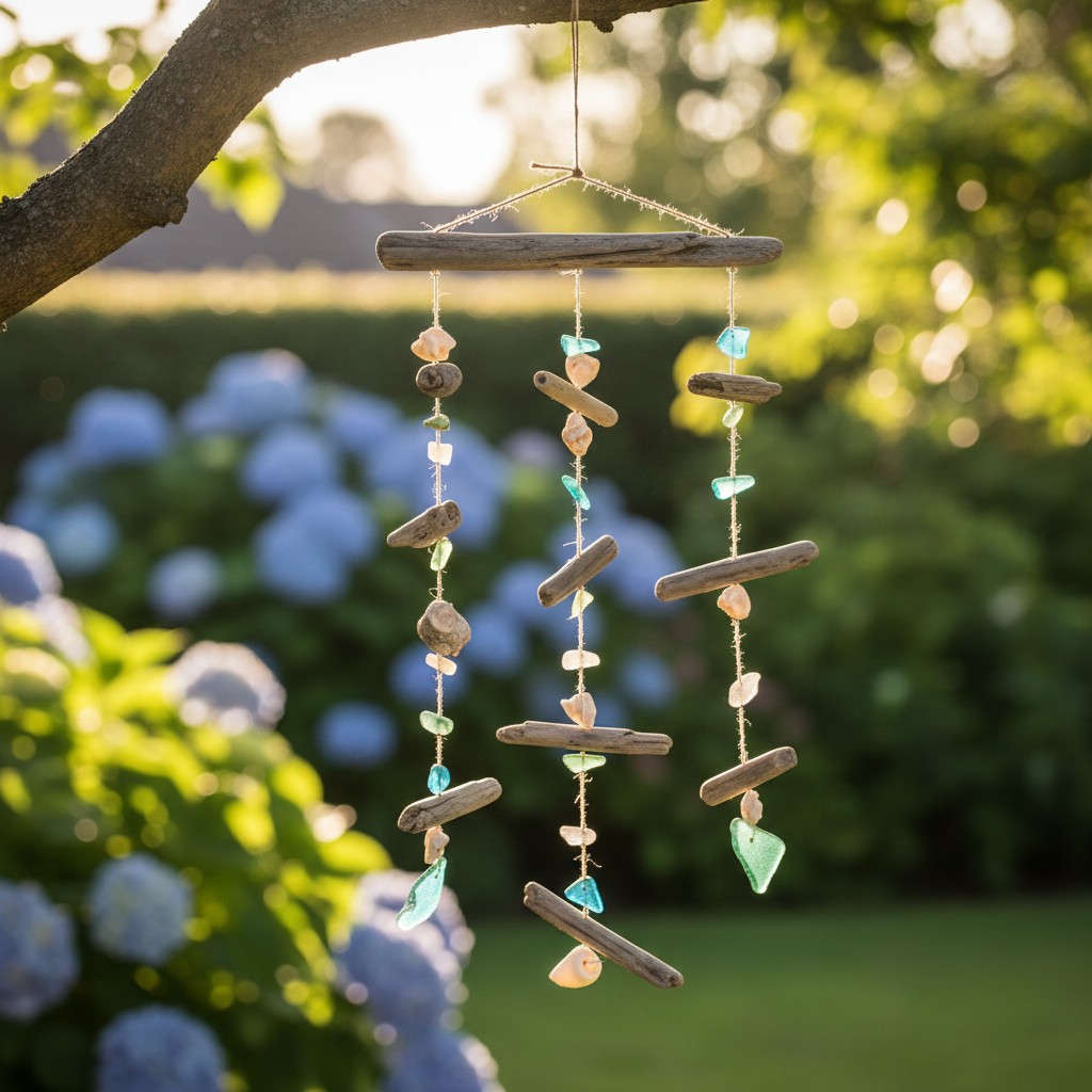 Treibholz-Mobiles und Windspiele