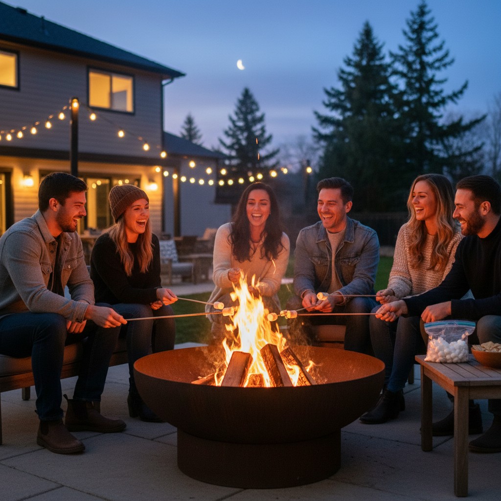 Feuerschale als zentraler Treffpunkt