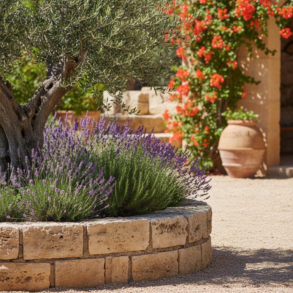 Mediterranes Flair mit hellen Sand- oder Kalksteinen