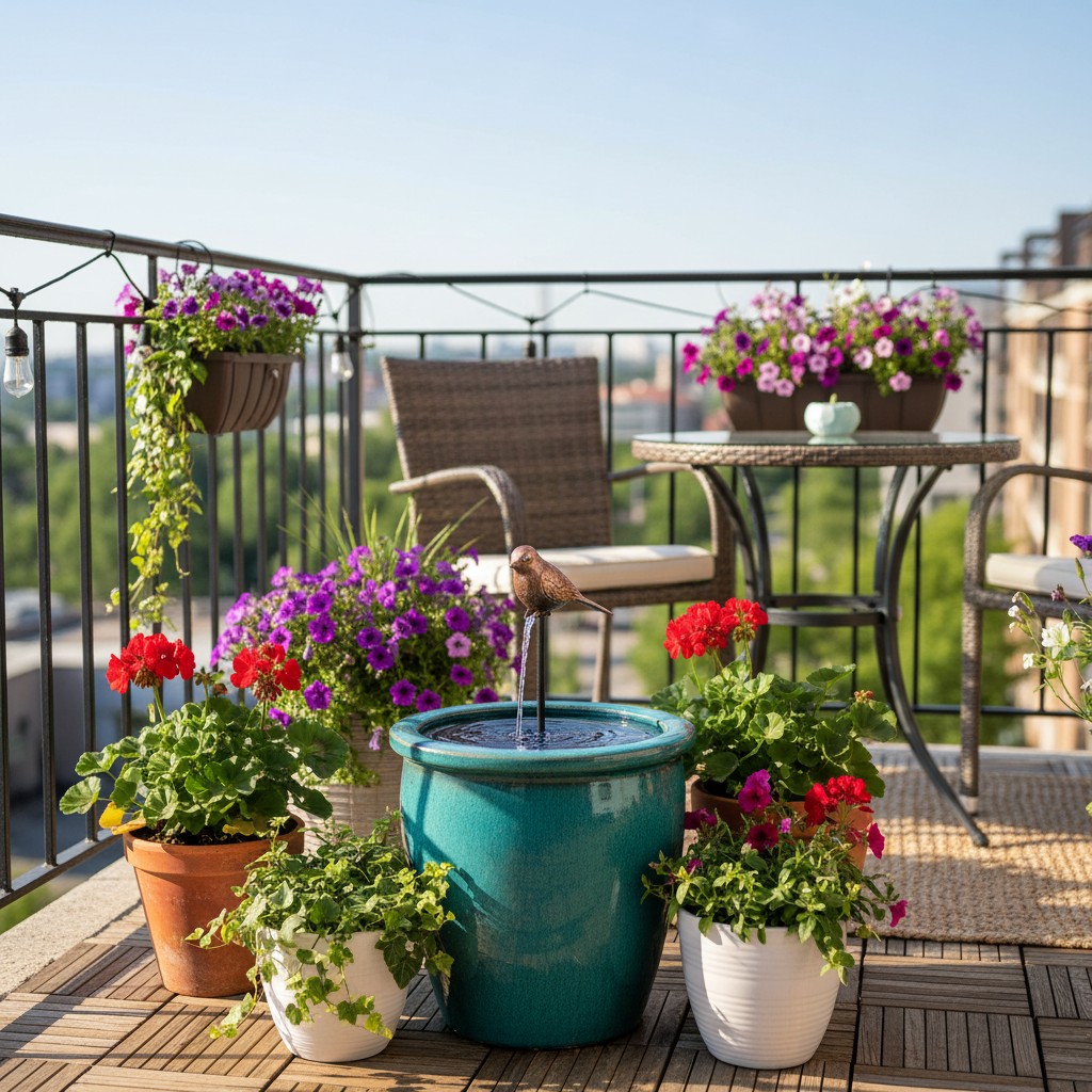 Solarbetriebener Quellstein für Balkon & Terrasse