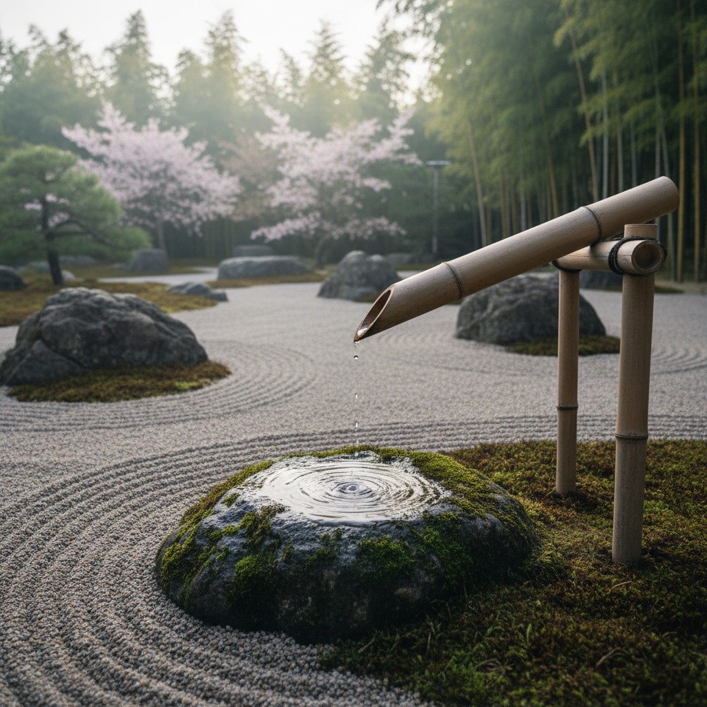 Japanisches Bambus-Wasserspiel (Shishi-Odoshi)