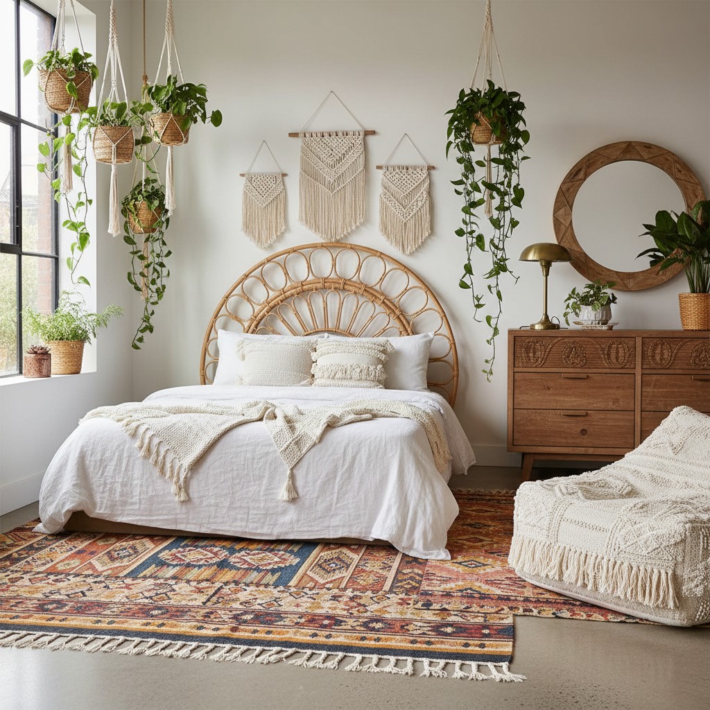 Der Boho-Traum aus Rattan, Makramee und Ethno-Mustern