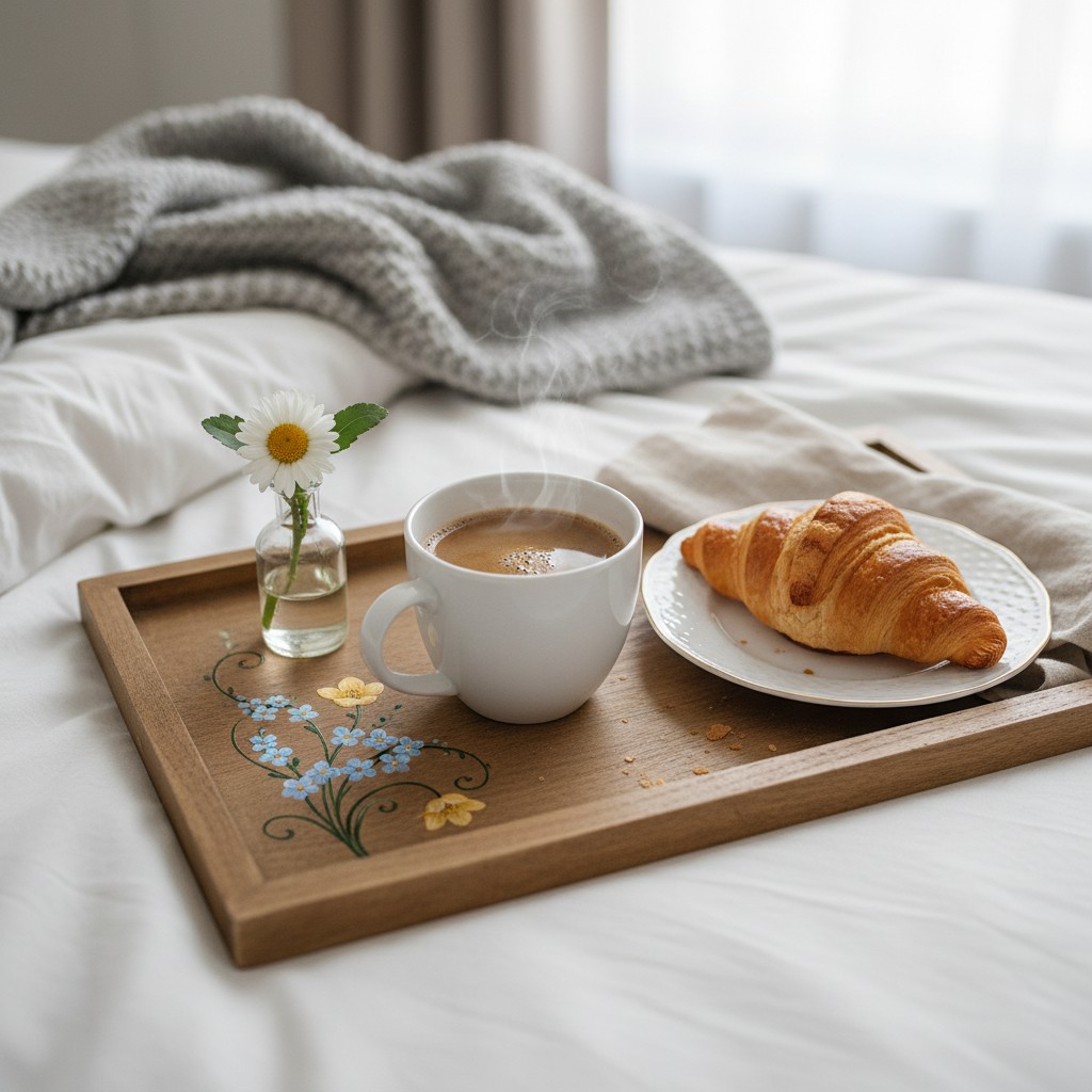 Personalisiertes Tablett für das Frühstück im Bett